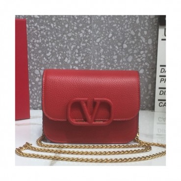 Valentino 2019 Leather Vsling Shoudler Cross Bag,16CM - 발렌티노 2019 레더 브이슬링 숄더 크로스백,VTB0793,16CM,레드