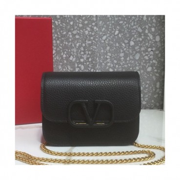 Valentino 2019 Leather Vsling Shoudler Cross Bag,16CM - 발렌티노 2019 레더 브이슬링 숄더 크로스백,VTB0791,16CM,블랙