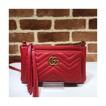 Gucci 2019 Marmont Matlase Clutch Bag / Shoulder Cross Bag ,25CM - 구찌 2019 마몬트 마틀라세 여성용 클러치백 / 숄더 크로스백,453878,GUB0727,25cm,레드