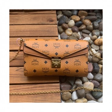 MCM 2019 Millie Visetos Chain Shoulder Cross Bag,24cm - 엠씨엠 2019 여성용 밀리 비세토스 체인 숄더 크로스백 MCMB0322, 24cm,브라운