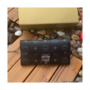 MCM 2019 Visetos Wallet Chain Shoulder Cross Bag,19cm - 엠씨엠 2019 여성용 비세토스 월릿 체인 숄더 크로스백 MCMB0308, 19cm,블랙