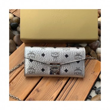 MCM 2019 Visetos Wallet Chain Shoulder Cross Bag,19cm - 엠씨엠 2019 여성용 비세토스 월릿 체인 숄더 크로스백 MCMB0307, 19cm,실버