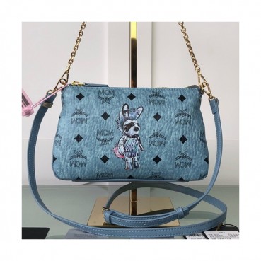 MCM 2019 Anya Chain Shoulder Cross Bag,23cm - 엠씨엠 2019 여성용 Anya 체인 숄더 크로스백 MCMB0303, 23cm,블루