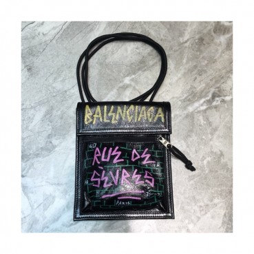Balenciaga 2019 Leather Shoulder Cross Bag,19CM - 발렌시아가 2019 남여공용 레더 숄더 크로스백,BGB0383,19CM,블랙