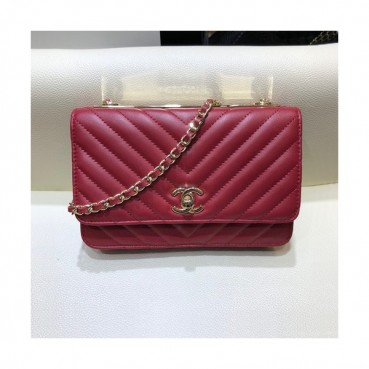 Chanel 2019 WOC Chain Cross Bag,19CM - 샤넬 2019 WOC 체인 크로스백,CHAB1068,19CM,레드