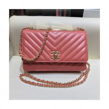 Chanel 2019 WOC Chain Cross Bag,19CM - 샤넬 2019 WOC 체인 크로스백,CHAB1064,19CM,핑크