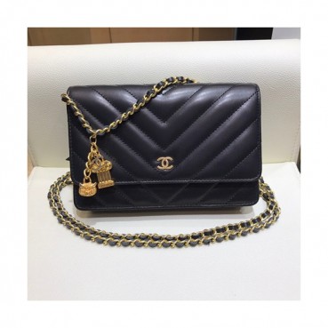 Chanel 2019 WOC Chain Cross Bag,19CM - 샤넬 2019 WOC 체인 크로스백,CHAB1061,19CM,블랙