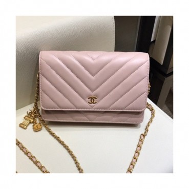 Chanel 2019 WOC Chain Cross Bag,19CM - 샤넬 2019 WOC 체인 크로스백,CHAB1060,19CM,핑크