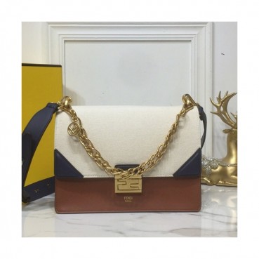 Fendi 2019 Kan U Leather & Canvas Shoudler Cross Bag,25CM - 펜디 2019 캔 유 레더&캔버스 숄더 크로스백,VTB0746,25CM,브라운+베이지