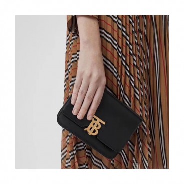 Burberry 2019 Ladies TB Leather Chain Cross Bag , 17cm - 버버리 2019 TB 레더 여성용 체인 크로스백,BURB0339,17cm,블랙