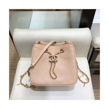 Chanel 2019 Leather Hobo Mini Chain Shoulder Cross Bag,18cm - 샤넬 2019 레더 미니 호보 체인 숄더 크로스백 CHAB0871,18cm,연핑크(금장)