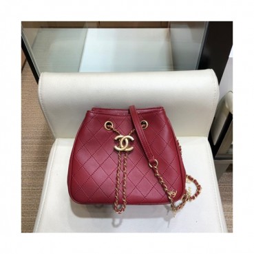 Chanel 2019 Leather Hobo Mini Chain Shoulder Cross Bag,18cm - 샤넬 2019 레더 미니 호보 체인 숄더 크로스백 CHAB0870,18cm,와인(금장)