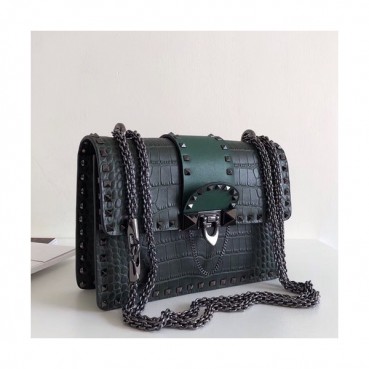 Valentino 2019  Leather Shoudler Cross Bag,21CM - 발렌티노 2019 레더 숄더 크로스백,VTB0710,21CM,다크그린