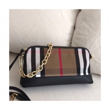 Burberry 2019 House Check Canvas Shoulder Cross Bag, 26cm - 버버리 2019 하우스 체크 여성용 캔버스 숄더 크로스백,BURB0320,26cm,브라운+블랙