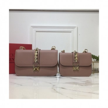 Valentino 2019 Leather Rockstud Box Shoudler Cross Bag,21/26CM - 발렌티노 2019 레더 락스터드 박스 숄더 크로스백, VTB0700,21/26CM,베이지핑크