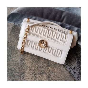 MiuMiu 2019 Solitaire Matelasse Chain Shoulder Cross Bag,23cm - 미우미우 2019 솔리테어 마틀라세 체인 숄더 크로스백,5BD130, MIUB0343, 23cm,화이트