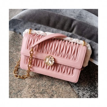 MiuMiu 2019 Solitaire Matelasse Chain Shoulder Cross Bag,23cm - 미우미우 2019 솔리테어 마틀라세 체인 숄더 크로스백,5BD130, MIUB0341, 23cm,핑크