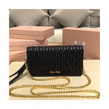 MiuMiu 2019  Matelasse  Chain Shoulder Cross Bag / Clutch Bag,19cm - 미우미우 2019 마틀라세 체인 숄더 크로스백 / 클러치백,5ZH029, MIUB0292 , 19cm,블랙