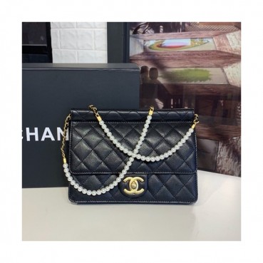 Chanel 2019 Pearl Shoulder Cross Bag  ,21CM - 샤넬 2019 진주 숄더 크로스백 CHAB0725,21CM,블랙