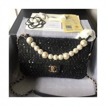 Chanel 2019 Wool Chain Shoulder Cross Bag  ,25CM - 샤넬 2019  울 체인 숄더 크로스백 CHAB0721,25CM,블랙