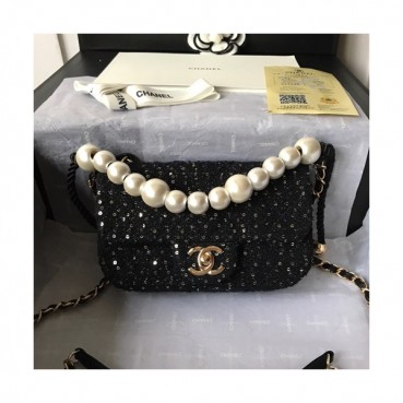 Chanel 2019 Wool Chain Shoulder Cross Bag  ,19CM - 샤넬 2019  울 체인 숄더 크로스백 CHAB0720,19CM,블랙