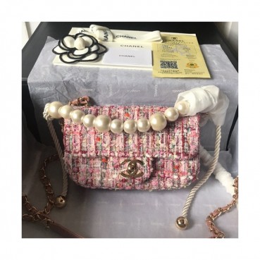 Chanel 2019 Wool Chain Shoulder Cross Bag  ,19CM - 샤넬 2019  울 체인 숄더 크로스백 CHAB0718,19CM,핑크