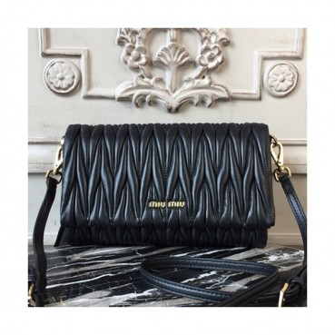 MiuMiu 2019  Matelasse  Shoulder Cross Bag,21.5cm - 미우미우 2019 마틀라세 숄더 크로스백,5BH080, MIUB0236,21.5cm,블랙