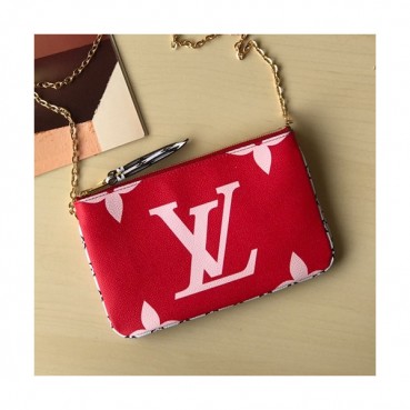 Louis Vuitton Pochette Double Zip Chain Shoulder Cross Bag,20cm - 루이비통 포쉐트 더블 집 체인 숄더 크로스백 M67561,LOUB1338,20cm,레드+핑크