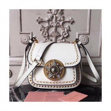 MiuMiu 2019 Star Buckle Shoulder Cross Bag,19cm - 미우미우 2019 스타 버클 숄더 크로스백,5BD030 , MIUB0182 , 19cm,화이트