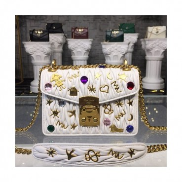 MiuMiu 2019  Matelasse Doodle Chain Shoulder Cross Bag,20cm - 미우미우 2019 마틀라세 두들 체인 숄더 크로스백,5BD081, MIUB0177 , 20cm,화이트