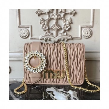 MiuMiu 2019  Matelasse Shoulder Cross Bag,20cm - 미우미우 2019 마틀라세 숄더 크로스백,5BF068, MIUB0163  , 20cm,베이지핑크
