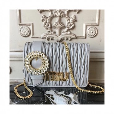 MiuMiu 2019  Matelasse Shoulder Cross Bag,20cm - 미우미우 2019 마틀라세 숄더 크로스백,5BF068, MIUB0160  , 20cm,그레이
