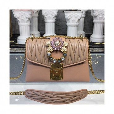 MiuMiu 2019  Matelasse Buckle Shoulder Cross Bag,24cm - 미우미우 2019 마틀라세 버클 숄더 크로스백,5BD103, MIUB0148 , 24cm,베이지핑크