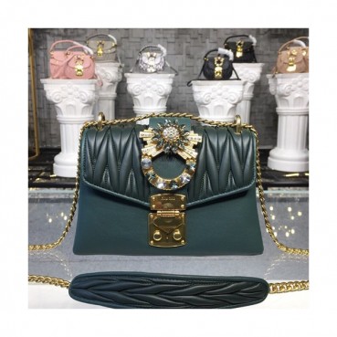 MiuMiu 2019  Matelasse Buckle Shoulder Cross Bag,24cm - 미우미우 2019 마틀라세 버클 숄더 크로스백,5BD103, MIUB0147  , 24cm,그린