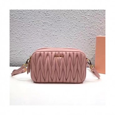 MiuMiu 2019  Matelasse Double Zip Shoulder Cross Bag,20cm - 미우미우 2019 마틀라세 더블 지퍼 숄더 크로스백,5BH539 , MIUB0132 , 20cm,핑크