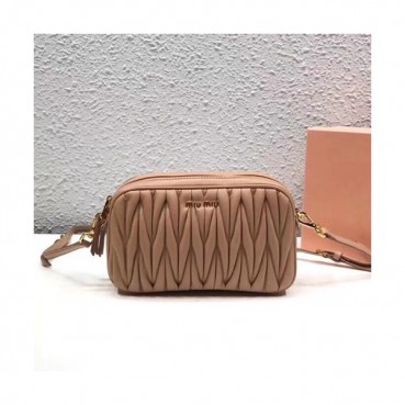 MiuMiu 2019  Matelasse Double Zip Shoulder Cross Bag,20cm - 미우미우 2019 마틀라세 더블 지퍼 숄더 크로스백,5BH539, MIUB0131  , 20cm,베이지핑크