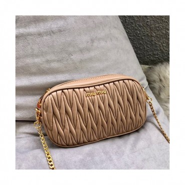 MiuMiu 2019 Matelasse Belt Bag / Shoulder Cross Bag,19cm - 미우미우 2019 마틀라세 벨트백 / 숄더 크로스백,5BL005 , MIUB0087, 19cm,다크베이지