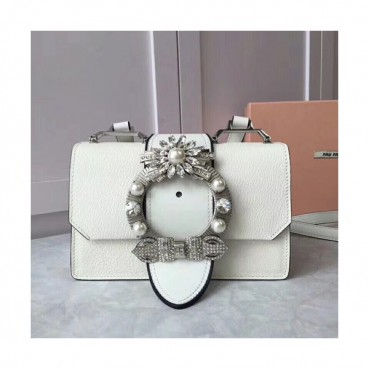 MiuMiu 2019 Lady Shoulder Cross Bag,23cm - 미우미우 2019 레이디 숄더 크로스백,5BH609, MIUB0052 , 23cm,화이트