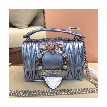 MiuMiu 2019 Lady Shoulder Cross Bag,20cm - 미우미우 2019 레이디 숄더 크로스백,5BD084 , MIUB0019, 20cm,블루