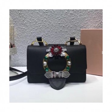MiuMiu 2019 Lady Shoulder Cross Bag,23cm - 미우미우 2019 레이디 숄더 크로스백,5BH609, MIUB0002 , 23cm,블랙