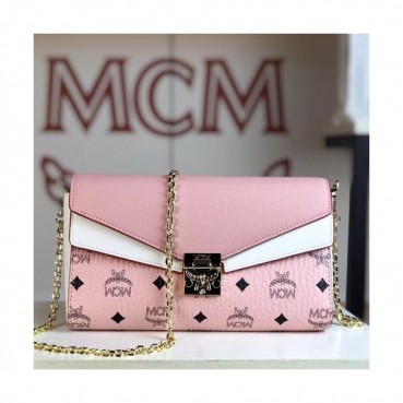 MCM 2019 Millie Visetos Chain Shoulder Cross Bag,23cm - 엠씨엠 2019 여성용 밀리 비세토스 체인 숄더 크로스백 MCMB0300, 23cm,핑크