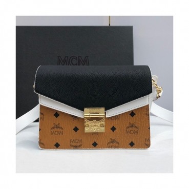 MCM 2019 Visetos Shoulder Cross Bag,26cm - 엠씨엠 2019 여성용 비세토스 숄더 크로스백 MCMB0295, 26cm,브라운+블랙