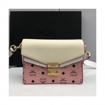 MCM 2019 Visetos Shoulder Cross Bag,26cm - 엠씨엠 2019 여성용 비세토스 숄더 크로스백 MCMB0292, 26cm,핑크+베이지