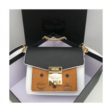 MCM 2019 Millie Visetos Shoulder Cross Bag,21cm - 엠씨엠 2019 여성용 밀리 비세토스 숄더 크로스백 MCMB0286, 21cm,브라운+블랙