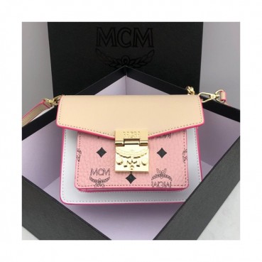 MCM 2019 Millie Visetos Shoulder Cross Bag,21cm - 엠씨엠 2019 여성용 밀리 비세토스 숄더 크로스백 MCMB0283, 21cm,핑크+베이지