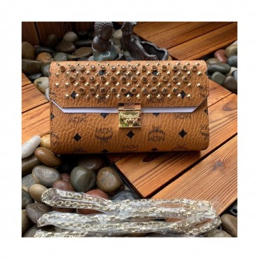 MCM 2019 Millie Visetos Chain Shoulder Cross Bag,23.5cm - 엠씨엠 2019 여성용 밀리 비세토스 체인 숄더 크로스백 MCMB0261, 23.5cm,브라운