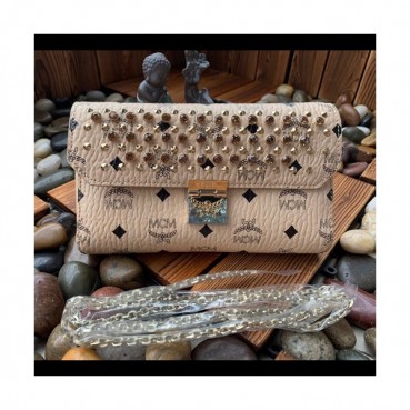 MCM 2019 Millie Visetos Chain Shoulder Cross Bag,23.5cm - 엠씨엠 2019 여성용 밀리 비세토스 체인 숄더 크로스백 MCMB0260, 23.5cm,베이지
