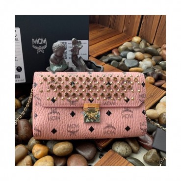 MCM 2019 Millie Visetos Chain Shoulder Cross Bag,23.5cm - 엠씨엠 2019 여성용 밀리 비세토스 체인 숄더 크로스백 MCMB0259, 23.5cm,핑크