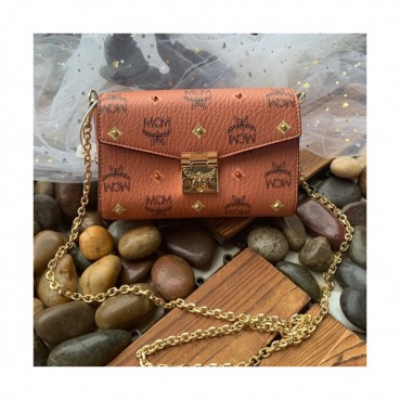 MCM 2019 Millie Visetos Chain Shoulder Cross Bag,18.5/23.5cm - 엠씨엠 2019 여성용 밀리 비세토스 체인 숄더 크로스백 MCMB0257, 18.5/23.5cm,브릭브라운