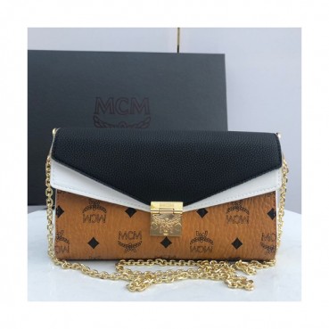 MCM 2019 Millie Visetos Chain Shoulder Cross Bag,24cm - 엠씨엠 2019 여성용 밀리 비세토스 체인 숄더 크로스백 MCMB0255, 24cm,브라운+블랙